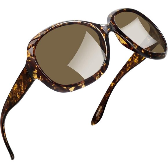 Women\'s Leopard/Brown Trendy Polarized Large Driving Sun Glasses UV Protective main image 5